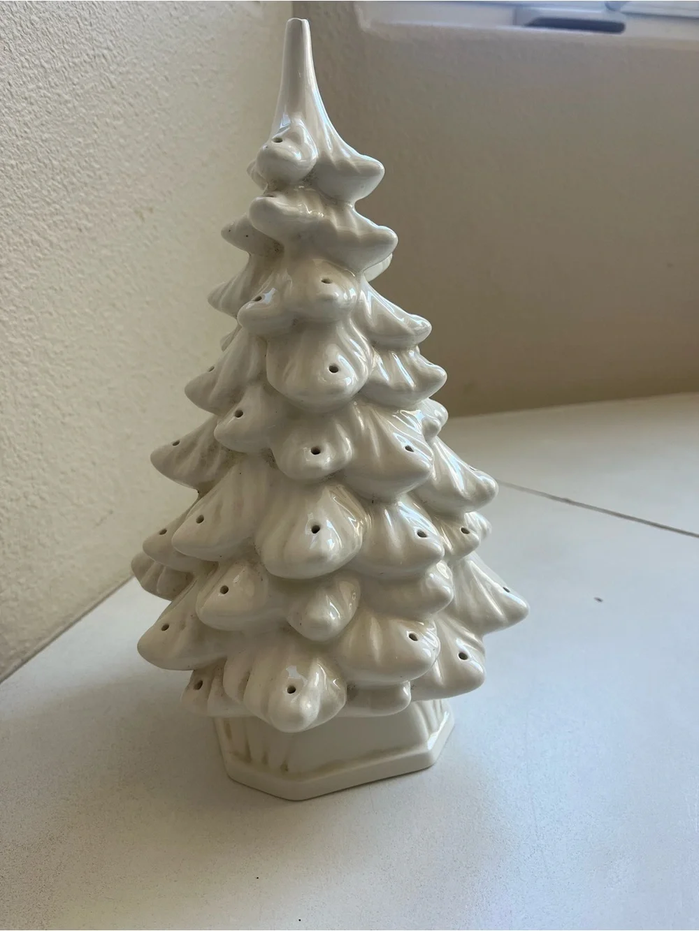 Vintage White Ceramic Holiday Christmas 1970s Tree No Lights Included